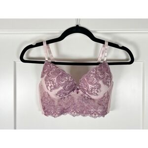 Prima Valentina Dusty Pink Lace Longline Bra 34B Push Up Bustier Cottagecore‎